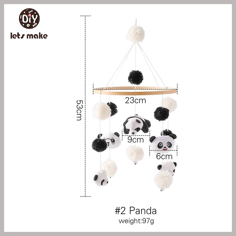 Let's Make Wooden Baby Rattles Soft Felt Cartoon Bear Cloudy Star Moon Hanging Bed Bell Mobile Crib Montessori Education