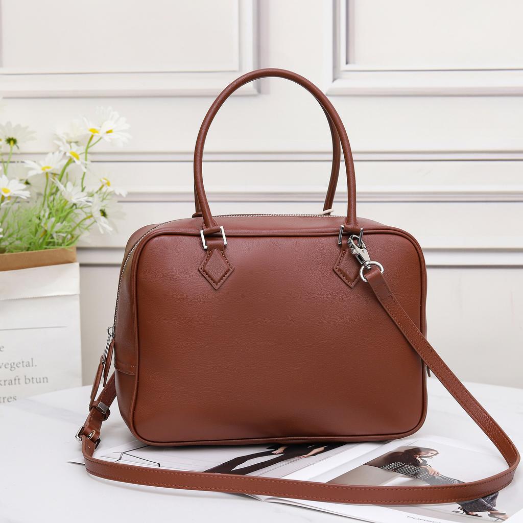 Cross-border leather feather bag high-end portable bowling bag 2025 new leather shoulder messenger women's bag