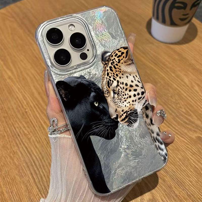 Leopard Print Glacier Shell iPhone Case for Apple 17, 16, 15 Plus & 14 Pro Max