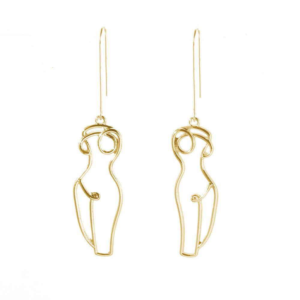Face Alloy Unique Outline Drop Earrings For Women 2021 Summer Collection