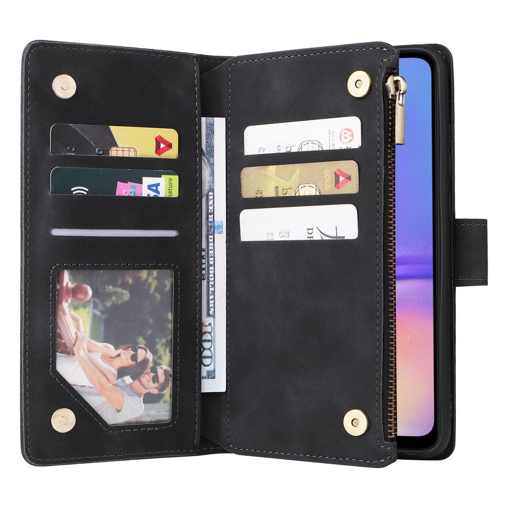 For Samsung Galaxy A05 4G Case Multiple Card Slots Anti-fall Zipper Pocket Leather Phone Cover