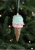 Christmas Ice Cream Cone Snowman Ornament – Cute Pink Decoration for Trees & Venues
