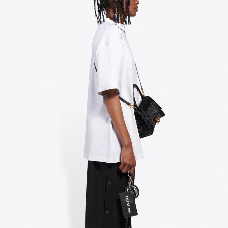 Balenciaga Curved T Shirt 'White/Black' 641590TJV969040