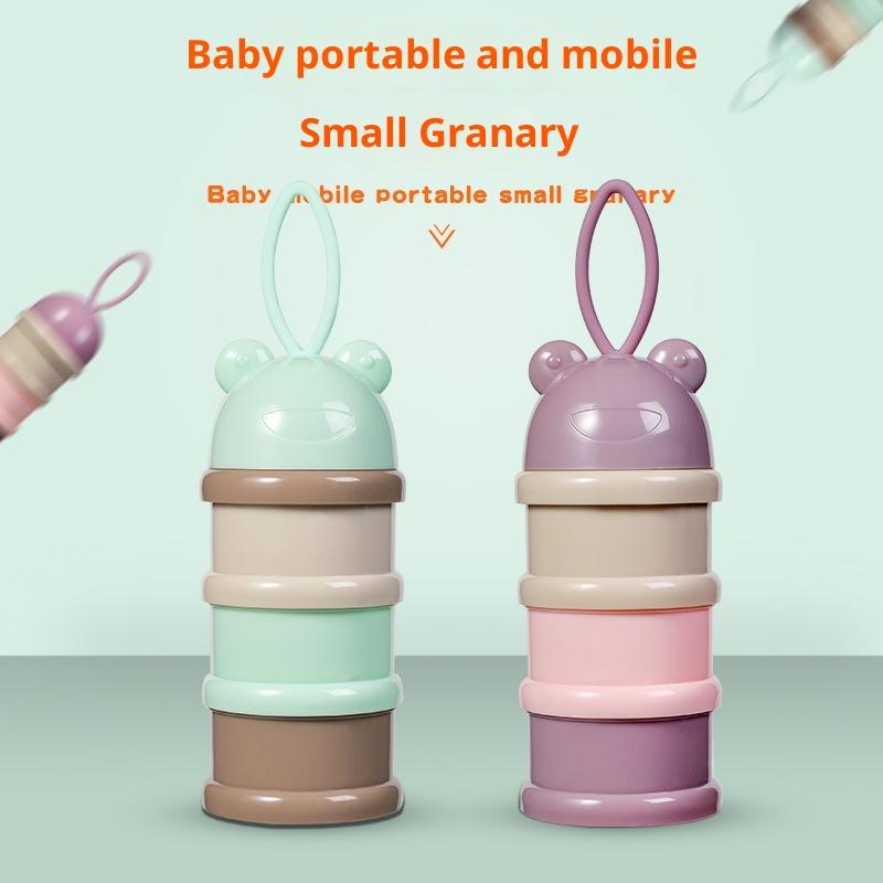 Cutie colorată pentru lapte praf pentru bebeluși cu 3 niveluri, compartimente individuale pe nivel pentru lapte praf, cutie portabilă rotativă pentru lapte praf pentru copii