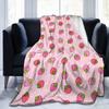 Pink Strawberry Fuzzy Flannel Blanket Throw, Super Soft Lightweight Blanket Throw for Couch Chair Sofa,Cozy Bed Blanket for Kids