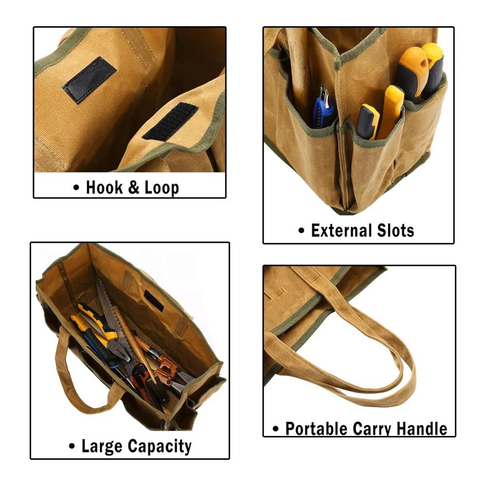 Garden Tool Bag Waxed Canvas Tote For Gardening Water Resistant Abrasion Resistant Versatile Utility Storage Bag