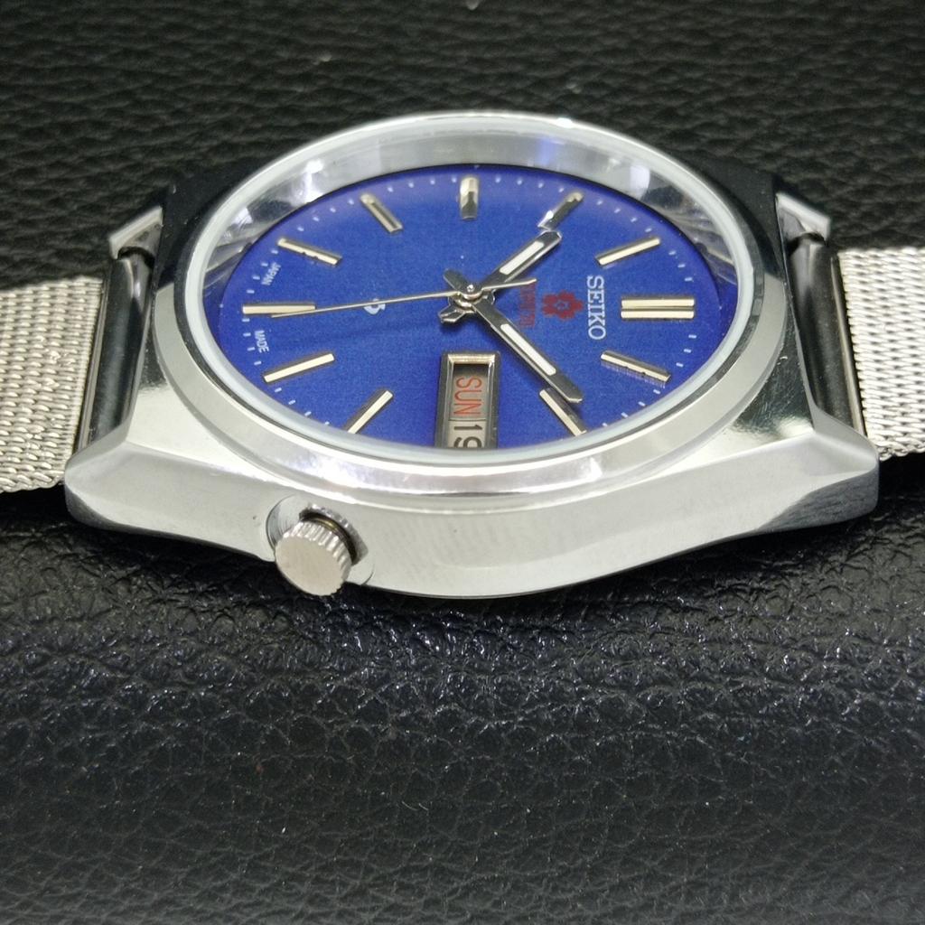 REFURBISHED VINTAGE SEIKO EXPO 70 AUTOMATIC JAPAN MENS BLUE DIAL WATCH A433571-2 R117-a433571