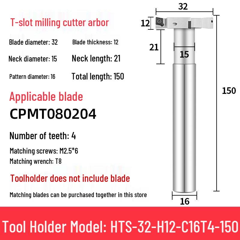 CNC T-Slot Milling Cutter with HTS Three-Sided Blade, Shank Thickness: 6, 8, 10, 12 Mm