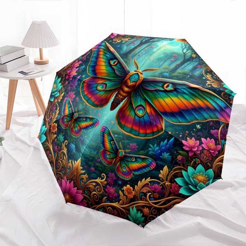 1 PC Automatic Folding Umbrella - 3D Butterfly Pattern, Portable & Foldable Design with 8 Ribs, Christmas Birthday Gifts