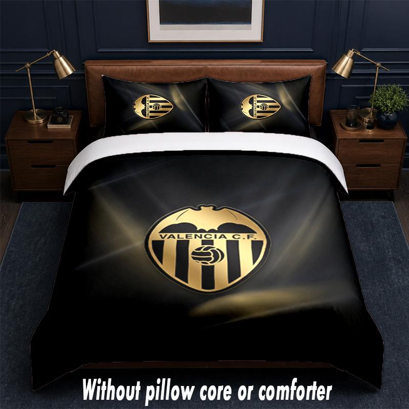 Valencia FC Design Bed Bedding Set 1 Duvet Cover + 2 Pillowcases Soft Breathable Household Bed Linens