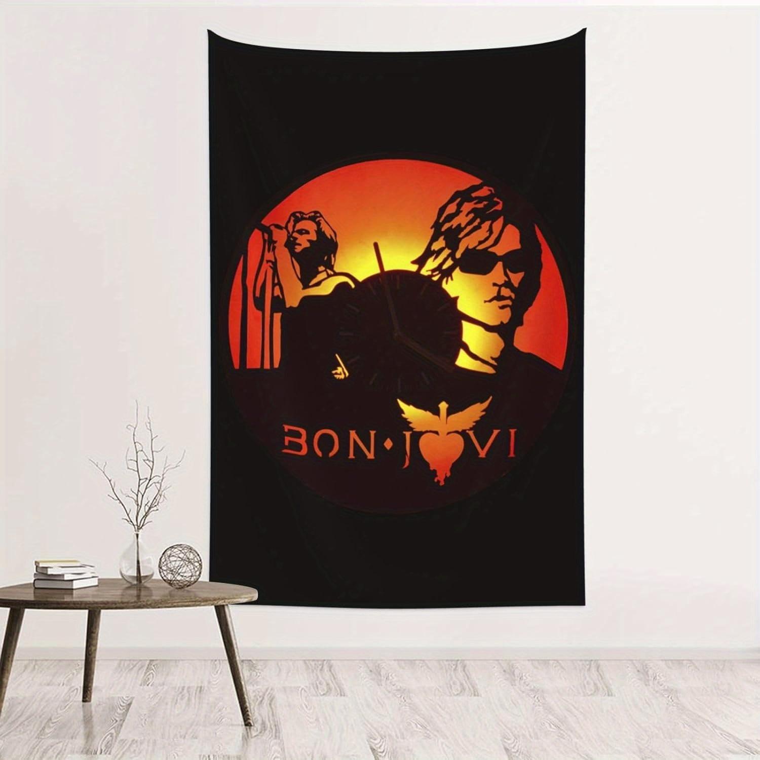 

Band of Jovi Theme Digital printing polyester wall hanging tapestry decorative Living room bedrooms Office background gift 74x94cm(29x37in)
