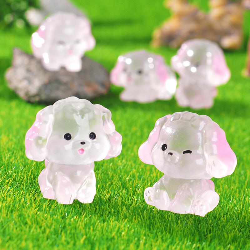 6/30 STK Leuchtende Mini-Pudel-Figuren Heimdeko Miniatur Feengarten Dekoration Hund Welpenfigur Die Puppenhaus-Zubehör