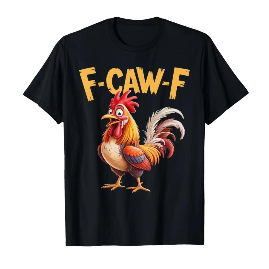 Vintage T Shirt Summer Funny Chicken F-CAW-F What The Heli Poultry Humor Leisure T-Shirts Cotton Tshirt Unisex Breathable Top