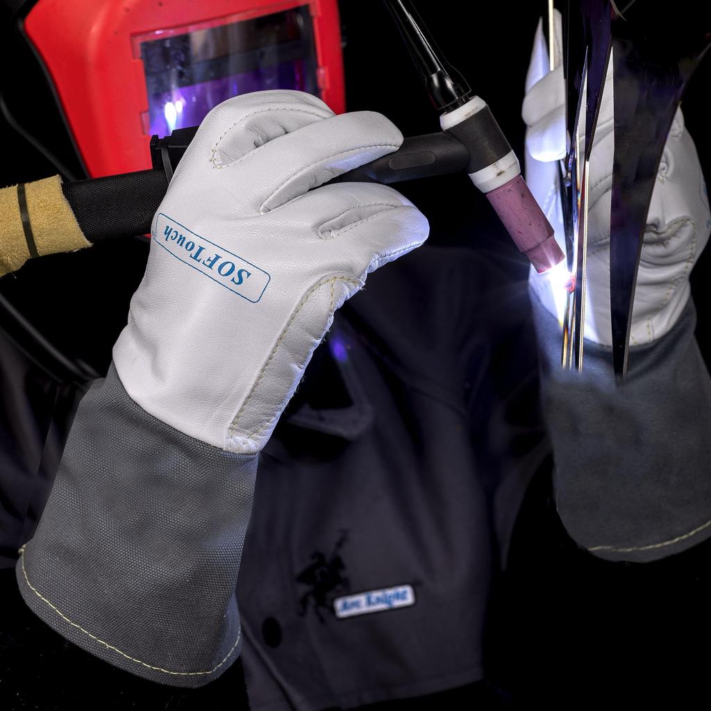 Weldas SOFTouch Double-Palm Goatskin Welding Gloves, White