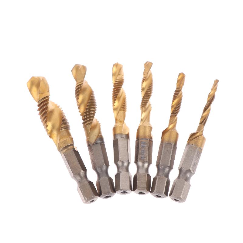 M3 M4 M5 M6 M8 M10 Handwerkzeuge Sechskantschaft Titanbeschichtet HSS Schraubgewinde Metrisch Gewindebohrer Bohrer Schraubenmaschine Kombinationsgewindebohrer