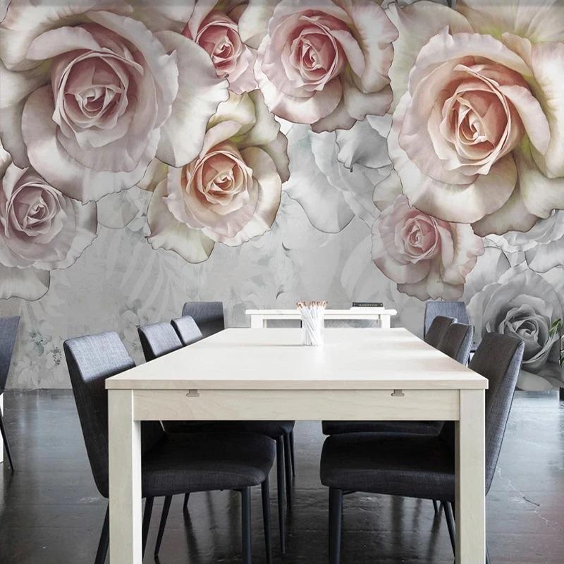 Tapet Modern Pastoral Pictură în Ulei Floral Fotomurale Living Dormitor Decor Mural de Perete