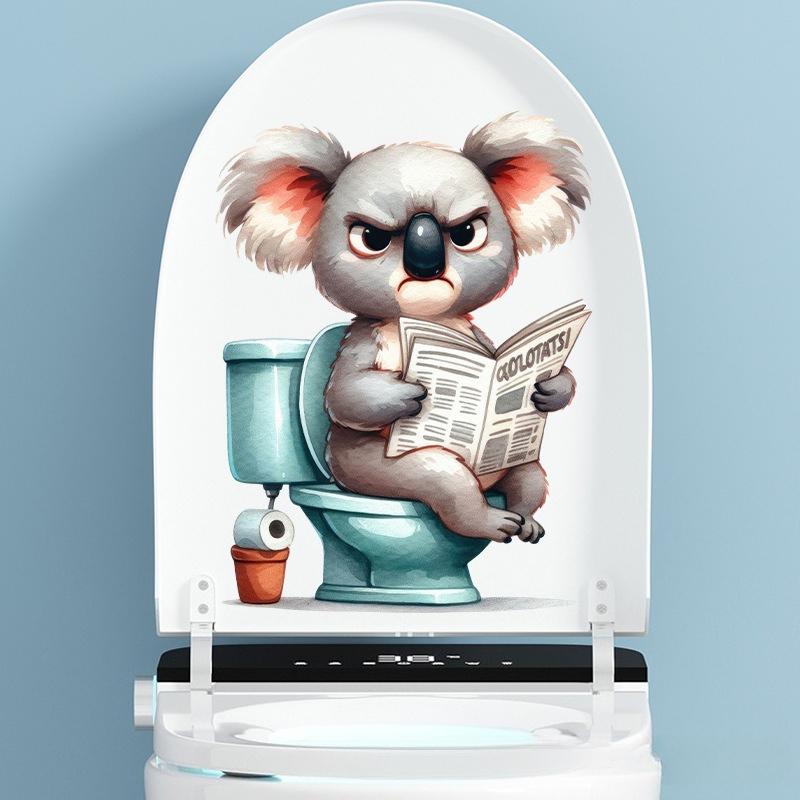 Funny Animal PVC Toilet Seat Stickers Monkey Zebra Giraffe Decals Waterproof Bathroom Wall Door Decor Creative Removable Decals