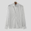 INCERUN Men Tie Up V Neck Long Sleeve Semi-Sheer Polka Dots Loose Shirts