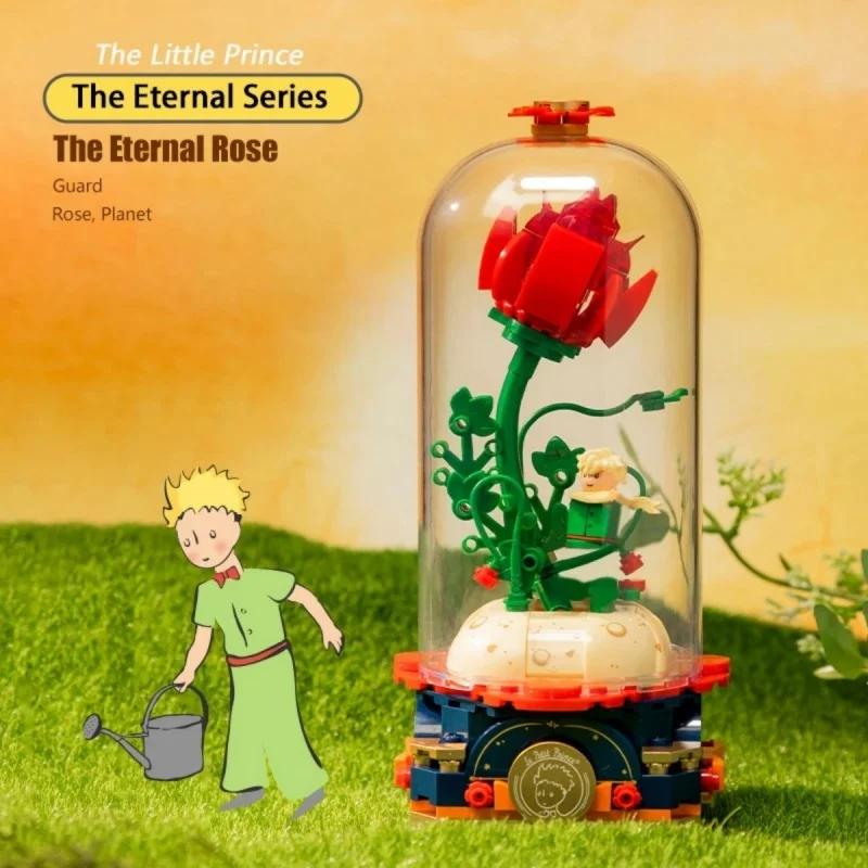 Le Petit Prince Pantasy Building Blocks Eternal Rose Dust Cover Puzzle Assembling Model Toys Desktop Decoration Birthday Gift