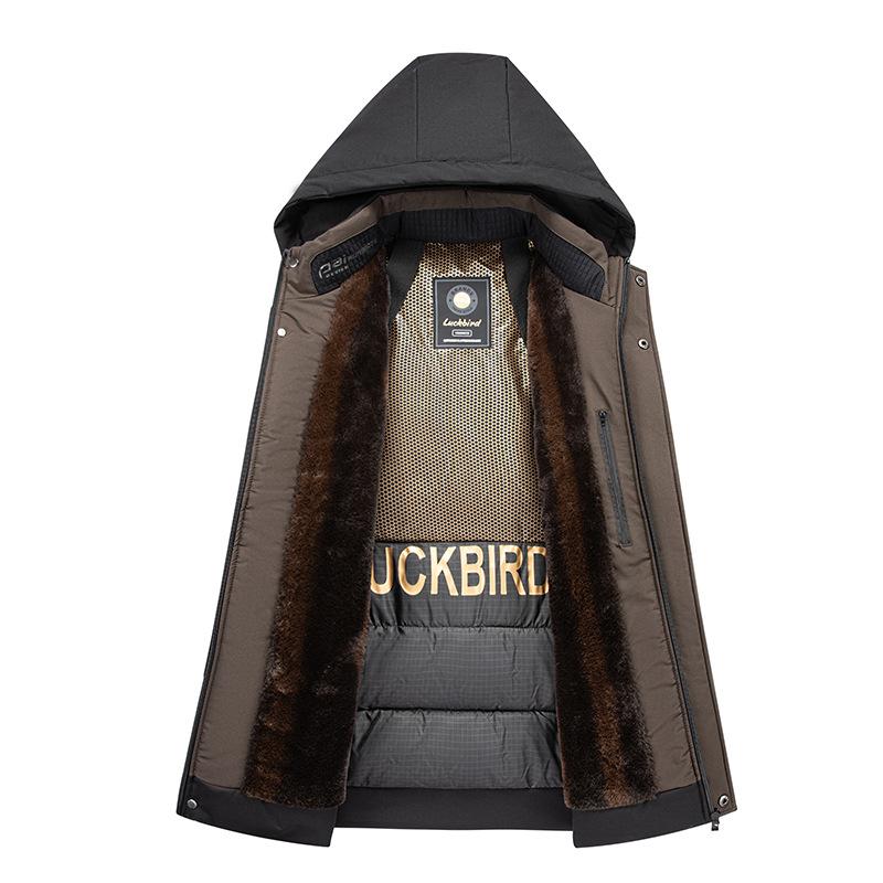 Pánský kabát Ležérní Volný Módní Zimní Vata prošívaná bunda Termální Zesílená Větruodolná Venkovní bundy S kapucí