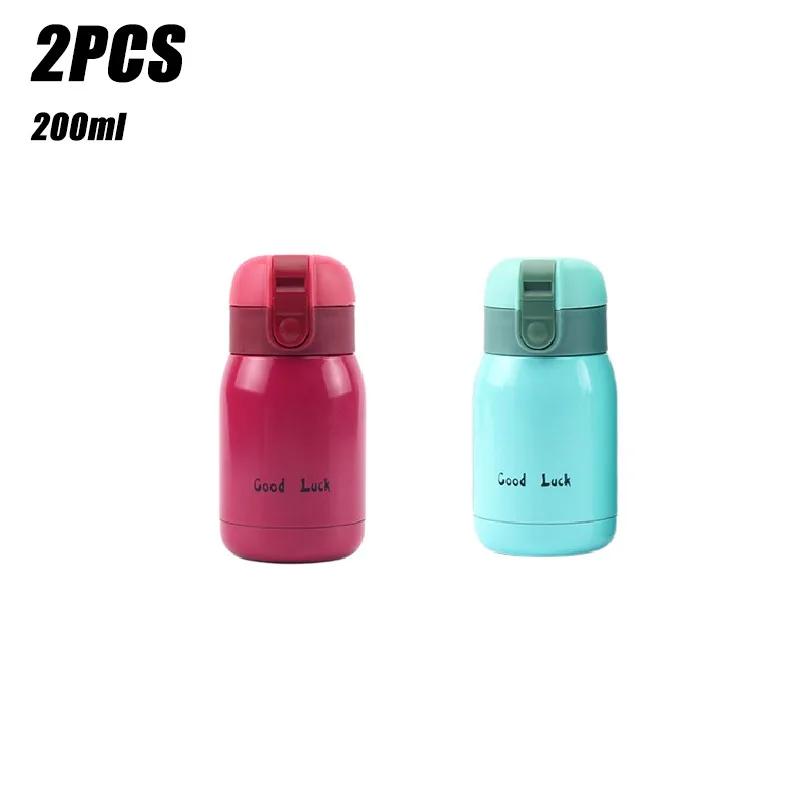 1-2PCS New Design Small Mini Pop-up Lid Portable Double Wall Insulated Stainless Steel Water Bottle For Kids