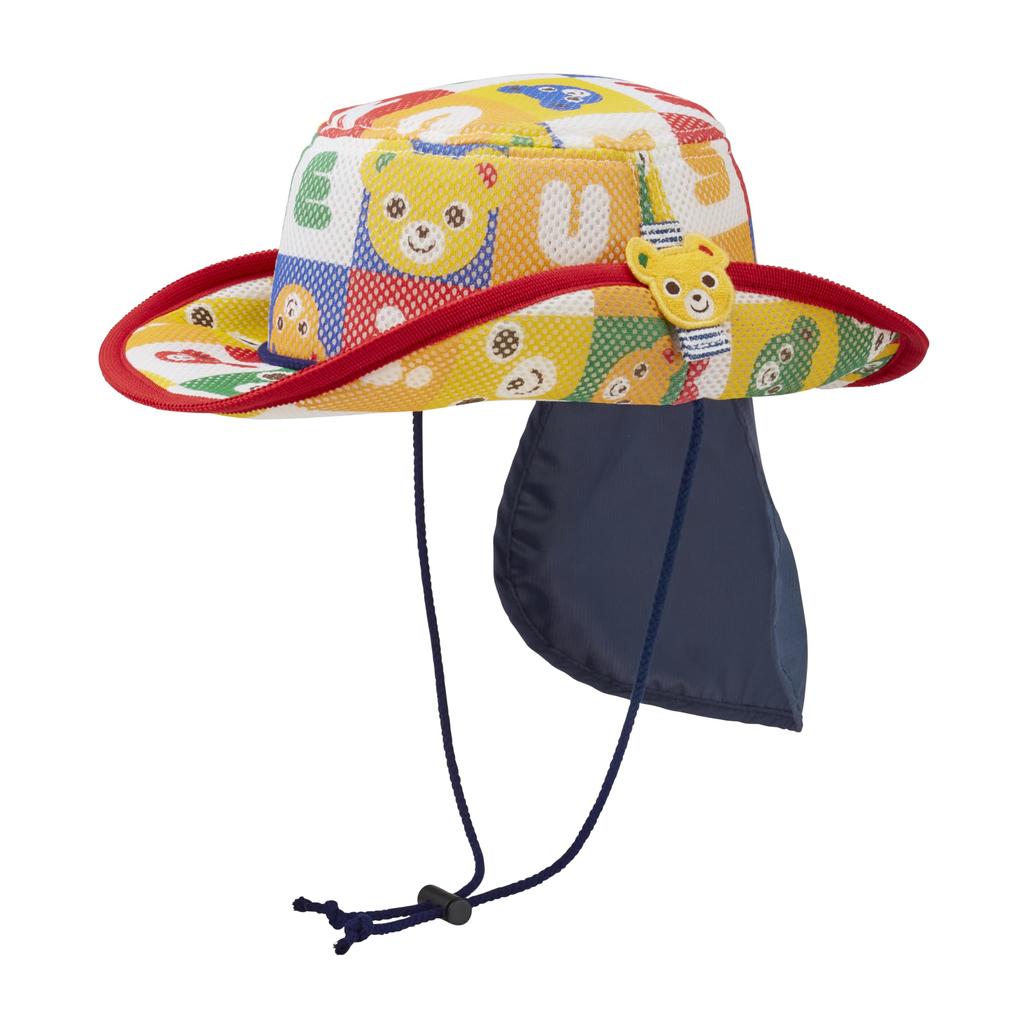 MIKI HOUSE Ten Gallon Bear Sun for Boys and Chin Hat, Design, Hat, Girls, Baby, Kids, Children's Clothing, Strap, 56cm, Multicolor, 12-9106-687
