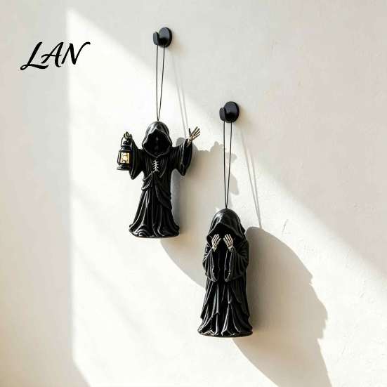 Haunted House Decor Grim Reaper Advent Calendar 2026, 24-Day Halloween Countdown with 24 Collectibles Pcs Mini 2D Flat Black Robed Figures for