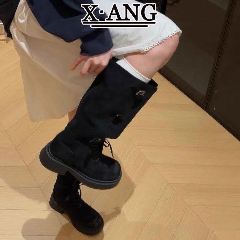 Sheepskin Version Cm Height Increase Thick Heel Thin Knight Boots But Knee High Boots Long Boots Belt Buckle Brown Pile Boots