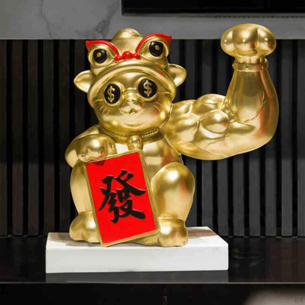 Figurine Craft ,Big Waving ,Feng Shui Resin Animal Sculpture for CNY Counter ,Sre Deskp Wealth