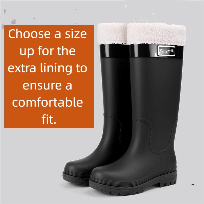 

Женские водонепроницаемые нескользящие дождевые ботинки с хлопковой подкладкой 41 чёрный