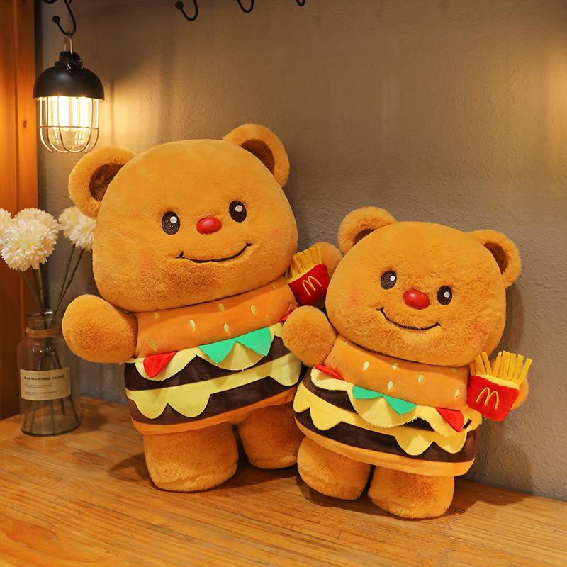 Internetová celebrita nový hamburger máslový medvěd hadrová panenka plyšová hračka dívka doprovází objímacího medvídka dárek k narozeninám LBE