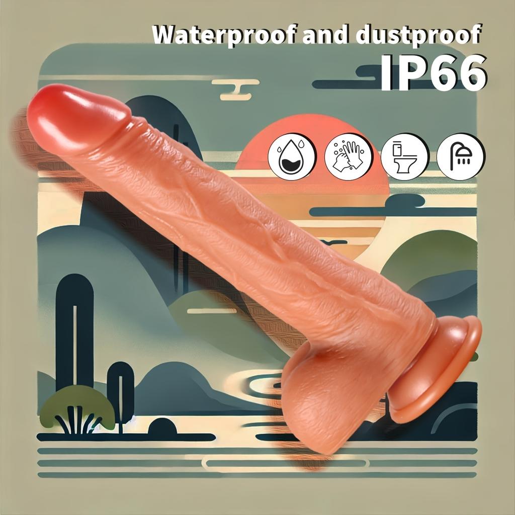8.66" Realistic Liquid Silicone Electric Dildo with 10 Vibration&Telescopic Modes,Heated Function,Remote-Controlled,Suction Cup for Hands-Free Play