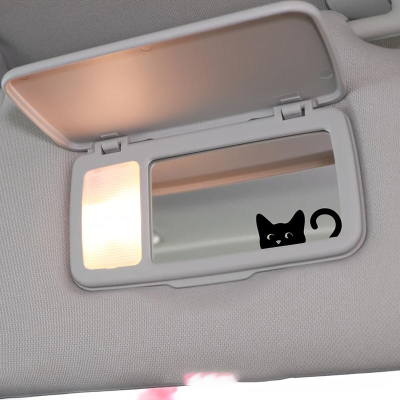 1PC Adorable Peeking Cat Vinyl Sticker Perfect for Car Rearview Mirrors & More, Durable for Indoor/Outdoor Use, Black & White Design, Cat Accessories