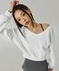 XEXYMIX Softree Brushed Fleece V-Neck Crop Sweatshirt Xfk4Tl1102 (B Type)