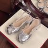 Silver French Ballet Light Mouth Thick Heel High Heels Women's 2025 Summer New with Skirt Heightening Mary Jane Sandals