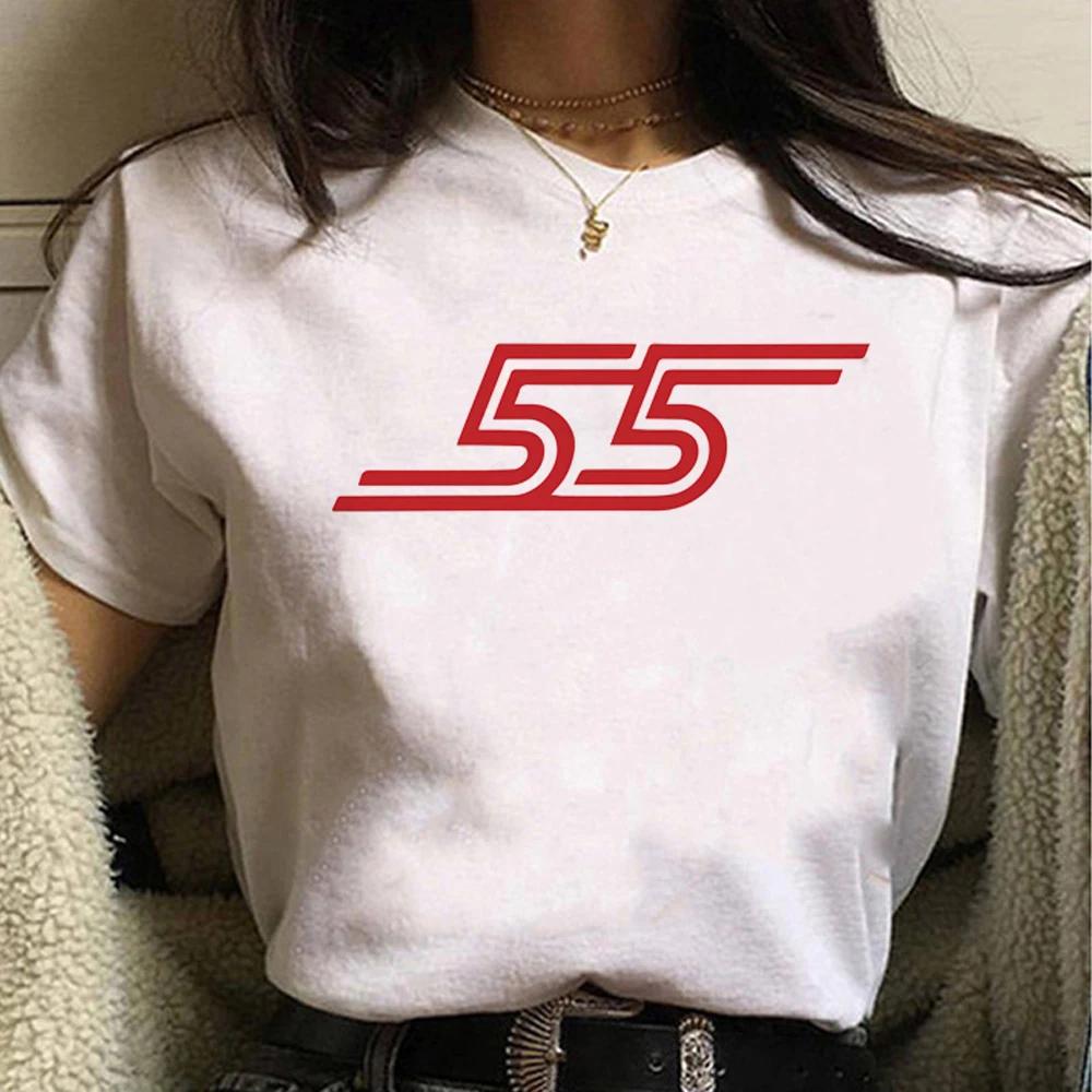 Carlos Sainz T-shirt Women s Y2K Top Girl Funny Harajuku Clothing Casual Versatile Fashion Tees S