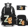3Pcs/set Cute Little Bear 26 English Letters Bookbag Back To School Backpack Child Gift with Pencil Case Shoulder Bag Backpack