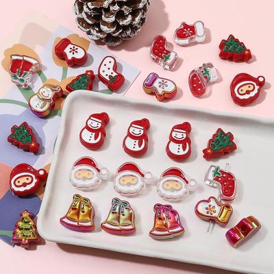 2 Stück handgefertigte Acryl-Emaille-Perlen-Charms für Halskette, Armband, Schlüsselanhänger, Telefonkette, DIY-Schmuckherstellung, Weihnachtsdekoration