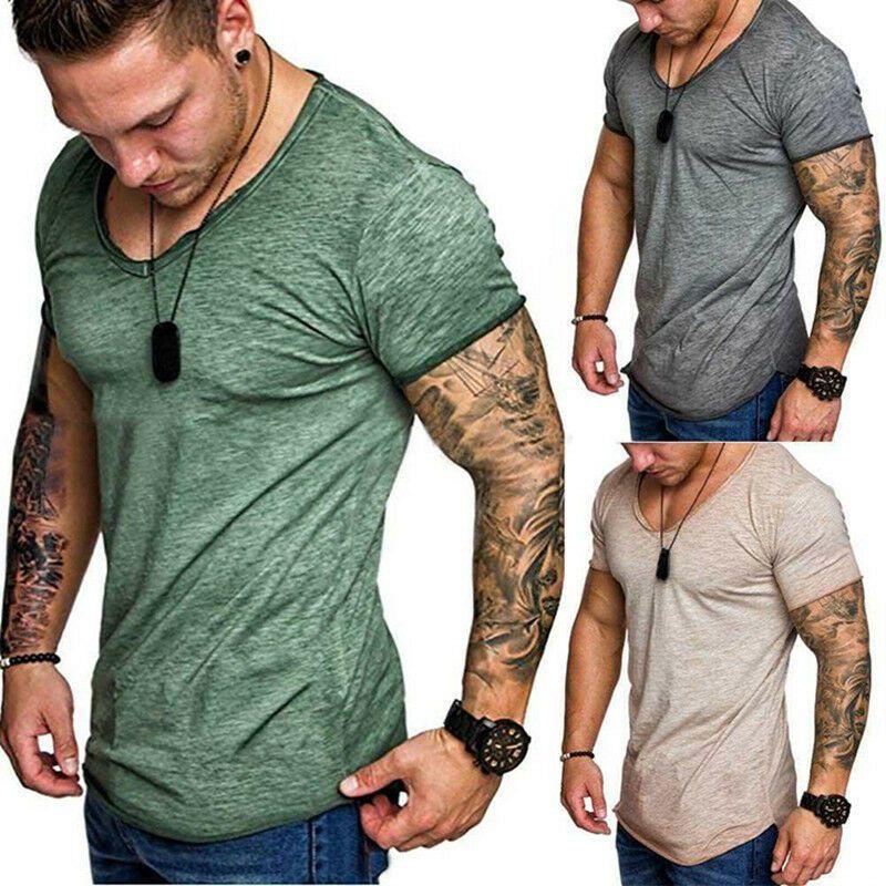 Modische lässige Herren-Tops V-Ausschnitt T-Shirt Mit Slim Fit Und Premium-Baumwollmischung