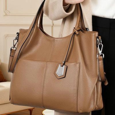 Oberste Schicht Rindsleder Große Tasche Einzelne Schulterhandtasche für Damen 2025 Neue Vintage Große Kapazität Tragetasche Echte Leder Umhängetasche für Damen