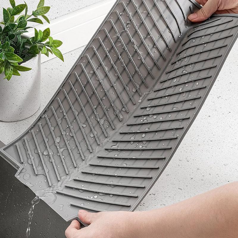 Silicone Draining Board Mat Drying Pad Folding Heat  Machine Mat with Raised Edges Countertop Mats Dish for Kitchen Pot Cup