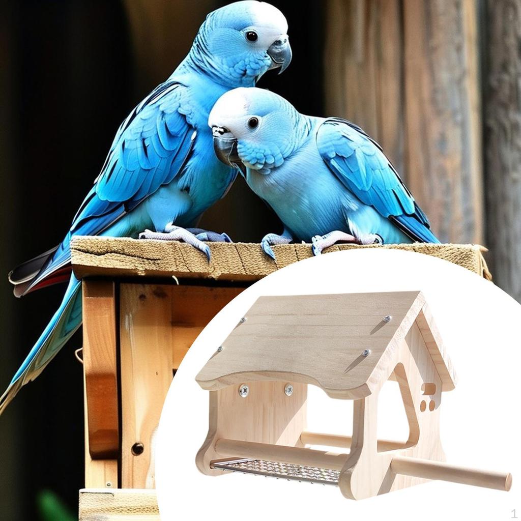 Wooden Bird House Perch Stand Fashion Cottage DIY Craft Hanging Birds Nest Birdhouse for Gift