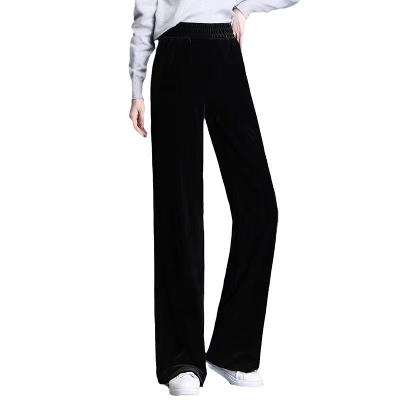 Golden Velvet, Wide Leg Pants, Women's, High Waist, Drape, Straight Leg Pants, 2025 Autumn and Winter New Style, Versatile and Slimming, Plus Size