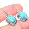Natural Turquoise Gemstone Handmade 925 Solid Sterling Silver Earring 1.25" V2T56
