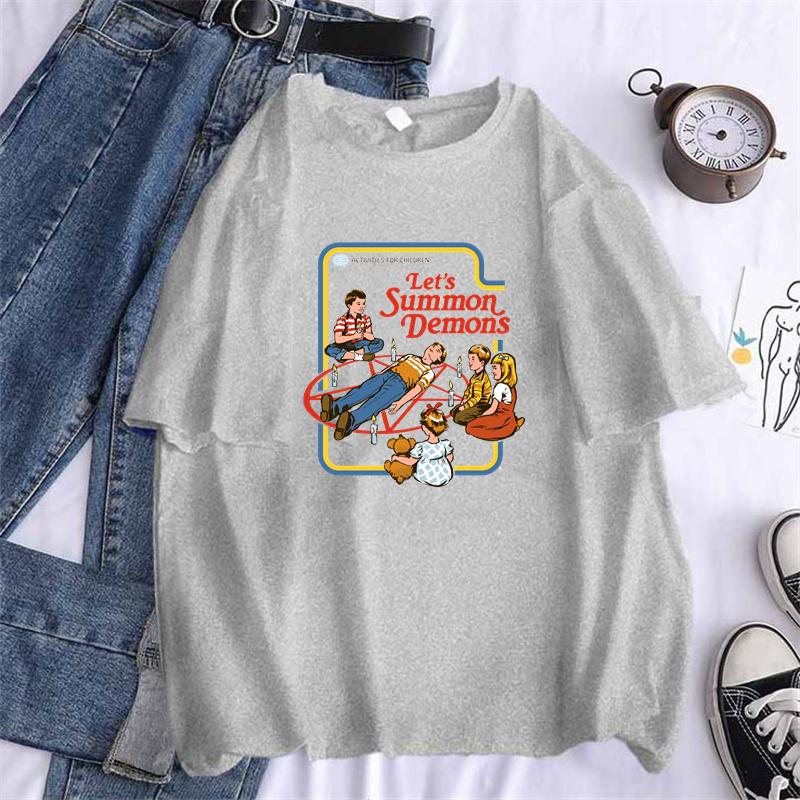 Let S Summon Demons Printing Women S Funny T Shirts Summer Round Neck Clothes Oversize 2XL