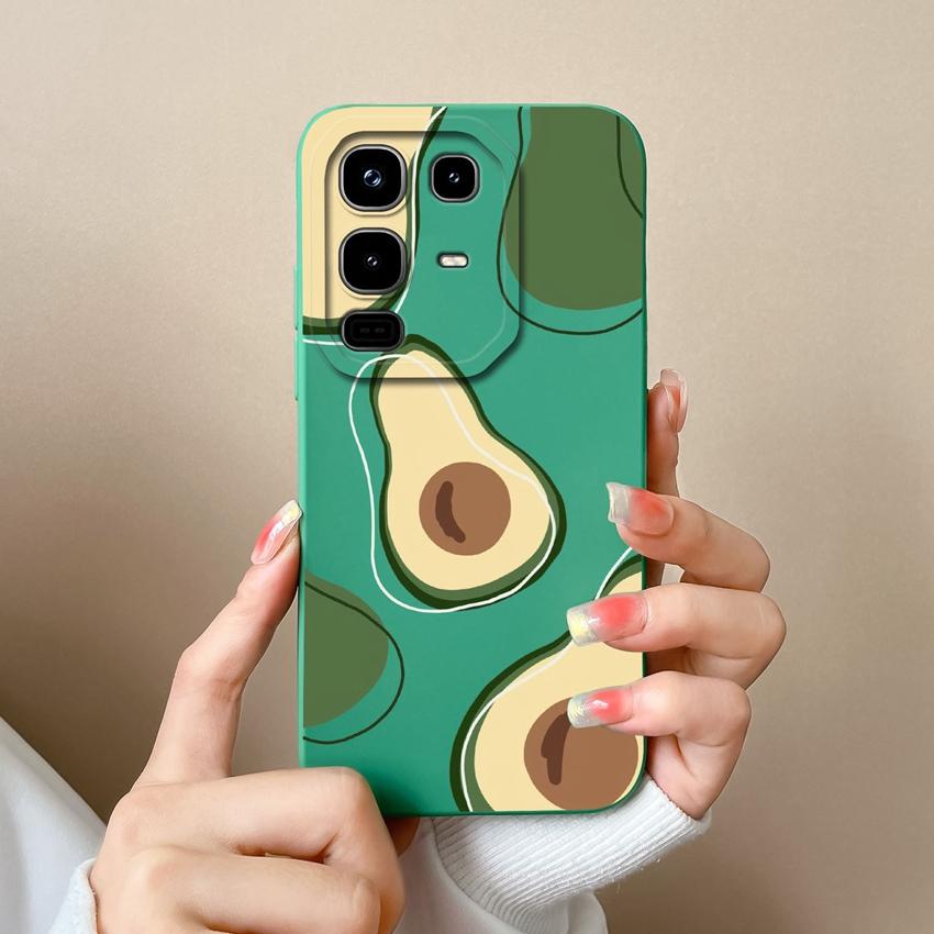 Phone Cover For Infinix Note 50 50X Pro Plus 50S Cute Cartoon Avocado Pattern Square Soft Liquid Silicone Advanced Dustproof Shell For Infinix Housing
