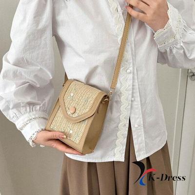 Tobit Embroidered Flower Bag Structured Bag Envelope Bag Mini Bag Auxiliary Bag Rattan Bag Crossbody Women's Bag (2 Colors)