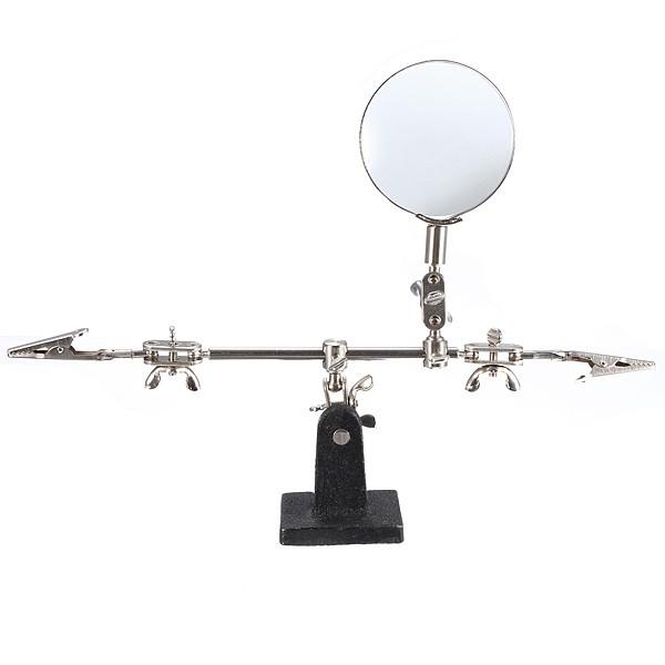 Helping Hand Tool Soldering Stand With 4X Welding Magnifying Glass Led Adjustable 2 Alligator Clips 360 Degree Rotating