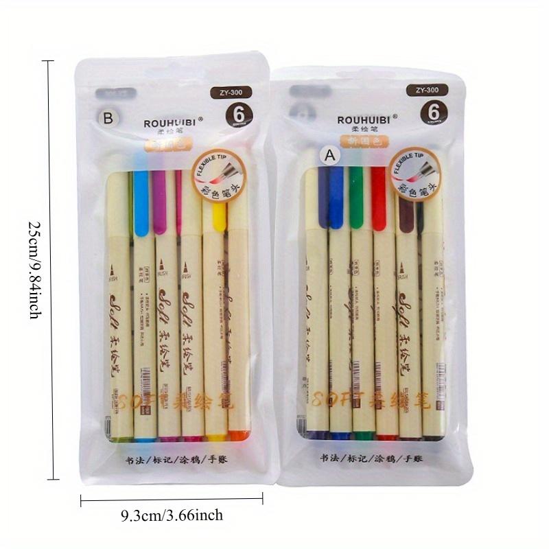 2 Sets/12Pcs Art Markers Creative National Color Soft Head Soft Painting Pen Student Calligraphy Art Hook Hand Account Pen