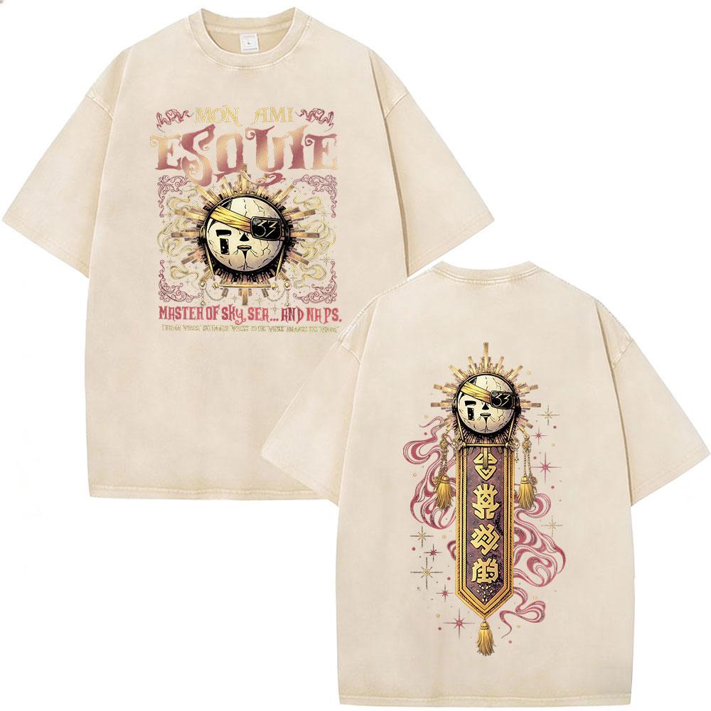 Game Clair Obscur Expedition  Graphic Vintage Washed T Shirt Men Women Clothing Fashion Oversized Cotton Short Sleeve Tshirts